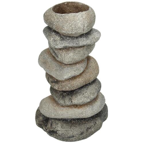 ArteLibre Κηροπήγιο Πέτρες Polyresin 9.5x8.5x16.5cm Γκρι