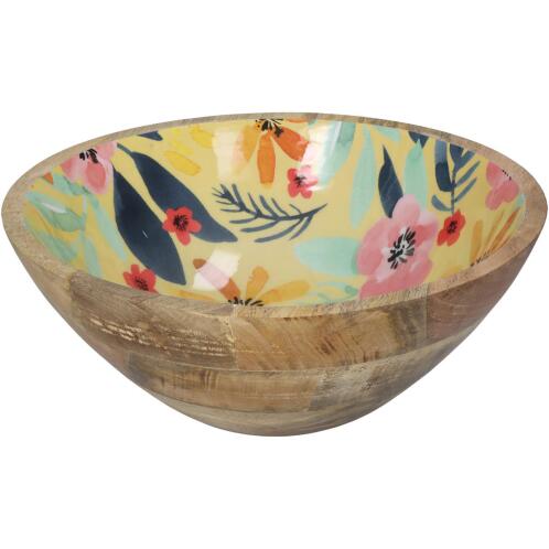 ArteLibre Μπολ Λουλούδια Ξύλο 30x30x12cm Πολύχρωμο