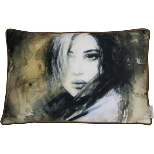 ArteLibre Μαξιλάρι Γυναικείο Πρόσωπο Βελούδο 40x60cm Κίτρινο