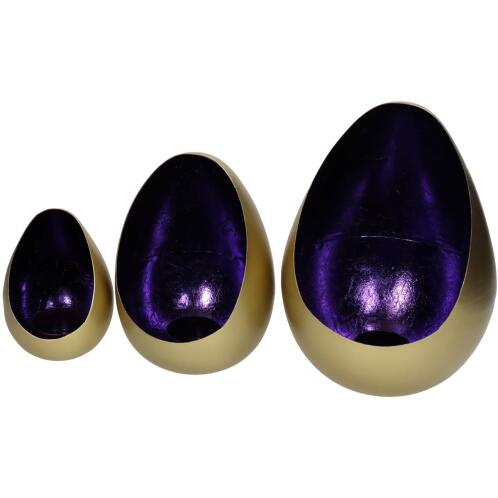 ArteLibre Κηροπήγιο Μέταλλο 16x16x22cm Σετ 3Τμχ Μωβ