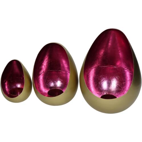 ArteLibre Κηροπήγιο Μέταλλο 16x16x22cm Σετ 3Τμχ Ροζ