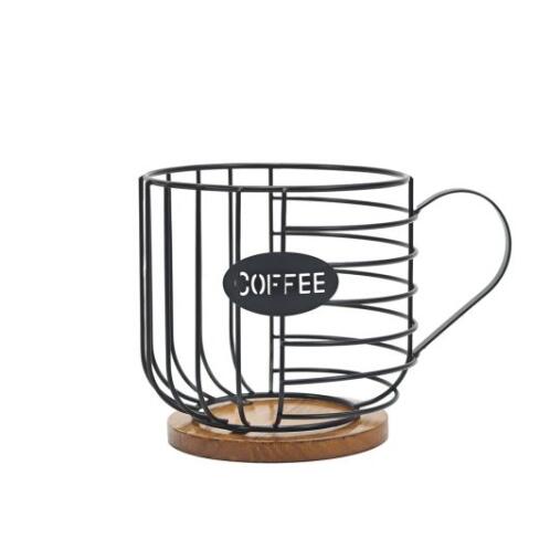 Θήκη για κάψουλες καφέ από μέταλλο και ξύλο 16x22cm