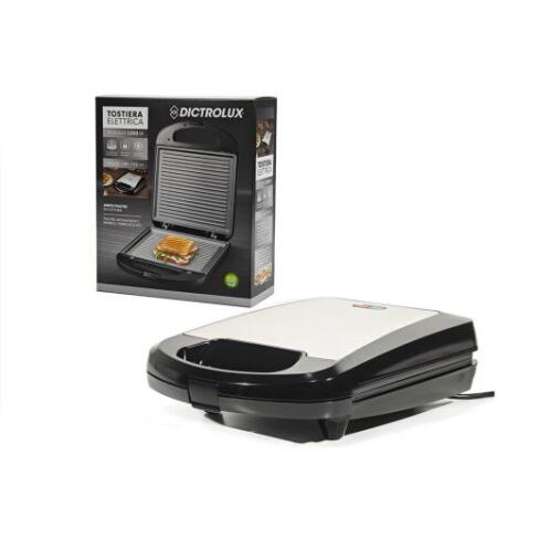 DICTRO LUX Τοστιέρα για 4 Τοστ 887904 Grill 1200W Μαύρη-Ασημί