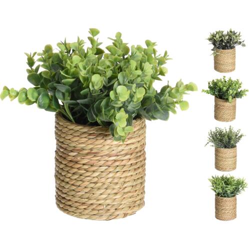 ArteLibre Φυτό Τεχνητό 23cm Σε Ψάθινο Καλάθι 11x11.5cm Σε 4 Ποικιλίες