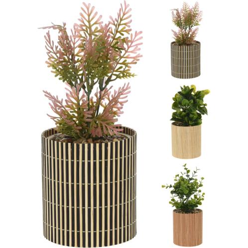 ArteLibre Φυτό Τεχνητό Σε Μπαμπού/PP Γλαστράκι 10x10x26cm Σε 3 Συνδυασμούς