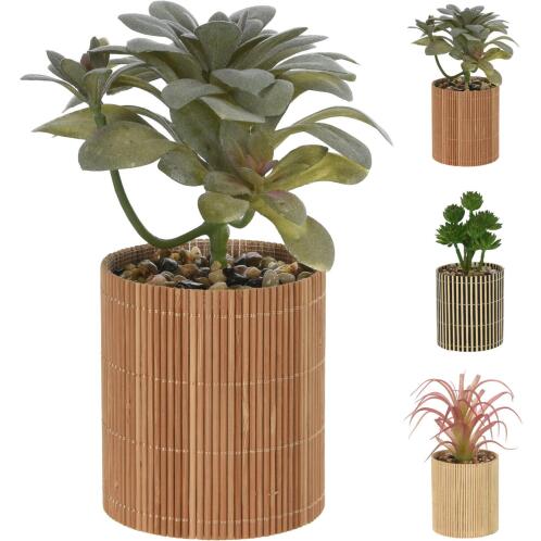 ArteLibre Φυτό Τεχνητό Σε Μπαμπού/PP Γλαστράκι 8x8x19cm Σε 3 Συνδυασμούς