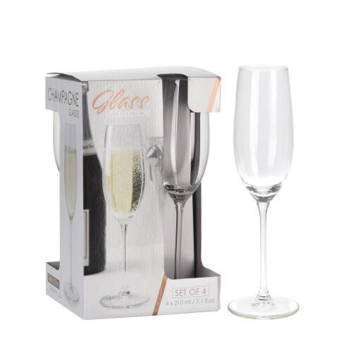ArteLibre Ποτήρι Σαμπάνιας 210ml Διάφανο Γυαλί Σετ 4Τμχ