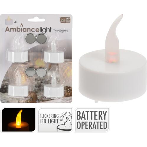 ARTELIBRE Ρεσώ LED Που Αναβοσβήνουν Μπαταρίας Λευκό Φ38mm Σετ 4Τμχ