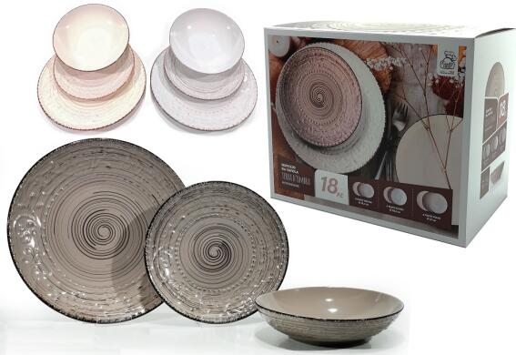 ArteLibre Σερβίτσιο Πιάτων 3 Σχεδίων Κεραμικό 27/20.3/20.3cm Σετ 18Τμχ