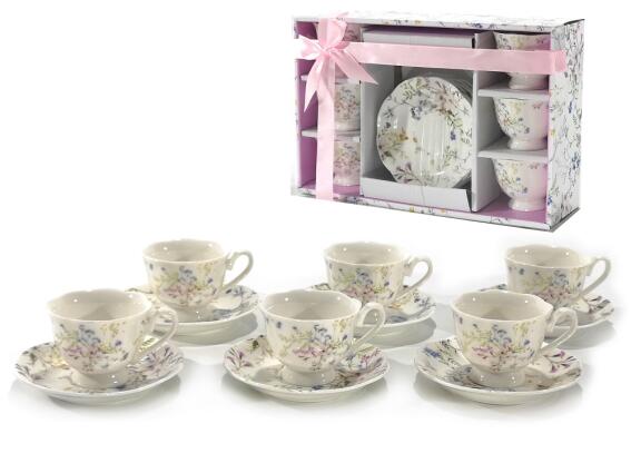 ArteLibre Σετ Φλυτζάνια Τσαγιού 8cl Διακόσμηση Λουλούδια 12Τμχ