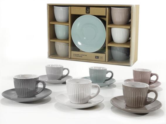 ArteLibre Σετ Φλυτζάνια Καφέ 9cl Κεραμικό 12Τμχ