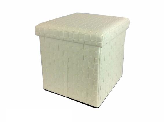 ArteLibre Σκαμπό Με Αποθηκευτικό Χώρο Μπεζ Δέρμα 38x38x38cm