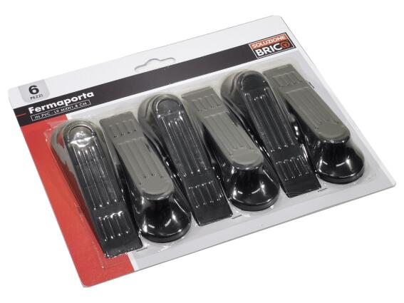 Smart Market Στοπ Πόρτας Μαύρο PVC 9x1.8cm Σετ 6Τμχ