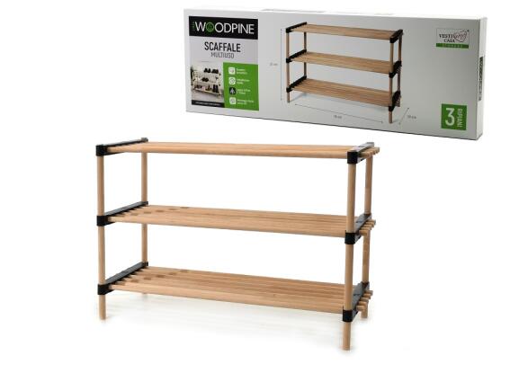 ARTELIBRE Παπουτσοθήκη Με 3 Ράφια Για 12 Ζεύγη Φυσικό Ξύλο 76x28x52cm