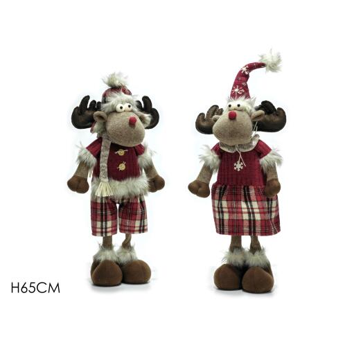 ARTELIBRE Τάρανδος Κόκκινο/Καφέ Λούτρινο 65cm Σε 2 Σχέδια