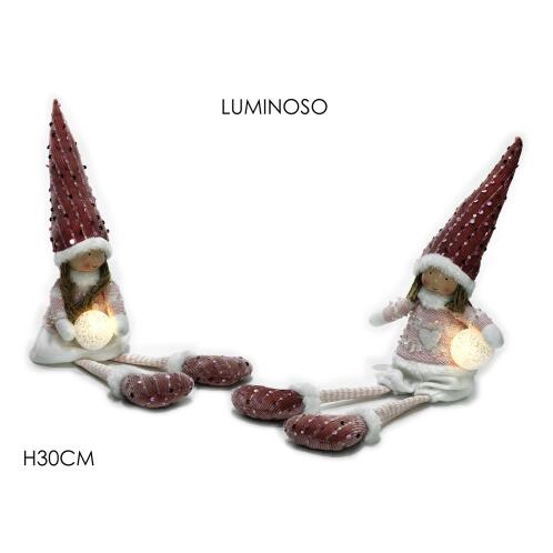 ARTELIBRE Κορίτσι Καθιστό Κρατάει Μπάλα Φωτιζόμενο Ροζ/Λευκό Λούτρινο 30cm Σε 2 Σχέδια