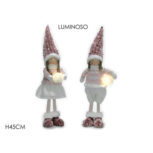 ARTELIBRE Κορίτσι Κρατάει Μπάλα Φωτιζόμενο Ροζ/Λευκό Λούτρινο 45cm Σε 2 Σχέδια