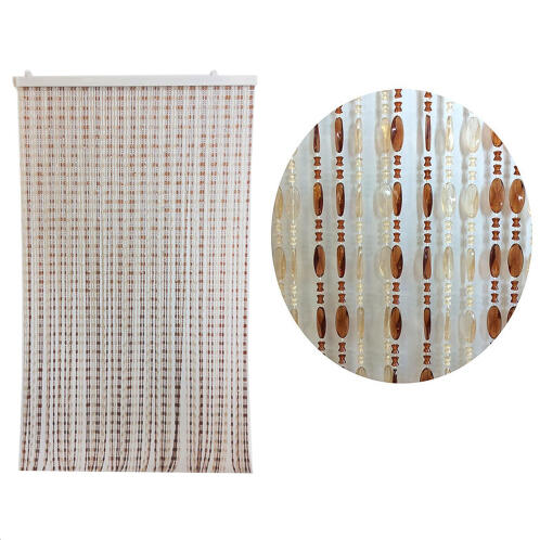 Smart Market Κουρτίνα Πόρτας Με Χάντρες 100x220cm Μπεζ Καφέ