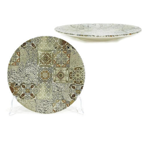 SMART MARKET Πιάτο Φρούτων Μπεζ Σχέδιο Maiolica Beige Matt Πορσελάνη Φ20cm