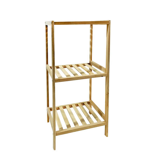 SMART MARKET Ραφιέρα Επιδαπέδια Γωνιακή Με 3 Ράφια Φυσικό Ξύλο 27x27x84cm