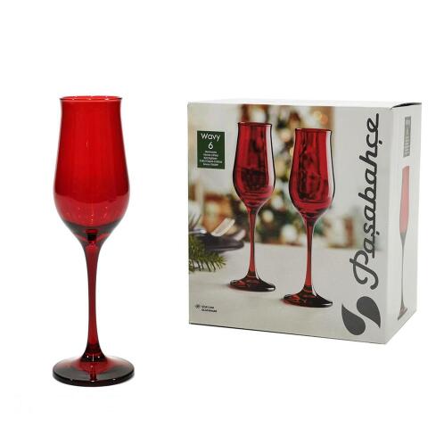 ARTELIBRE Ποτήρι Σαμπάνιας 19cl Κολωνάτο Κόκκινο Γυαλί Σετ 6Τμχ