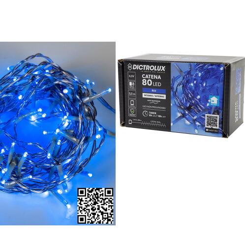 ARTELIBRE 80 LED Κεριά Εσωτ. & Εξωτ. Χώρου Με 8 Προγράμματα Και Χρονοδιακόπτη Μπλε Φως Διάφανο Καλώδιο Μη Επεκτεινόμενο Μπαταρίας 4.5V 5.5+0.2m