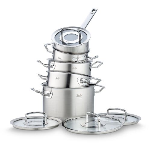 Fissler Original Profi Με Γυάλινο Καπάκι Χύτρες 16/20/24cm Ημίχυτρα 20cm & Κατσαρολάκι 16cm Απο Ατσάλι Σετ 5 Τεμαχίων