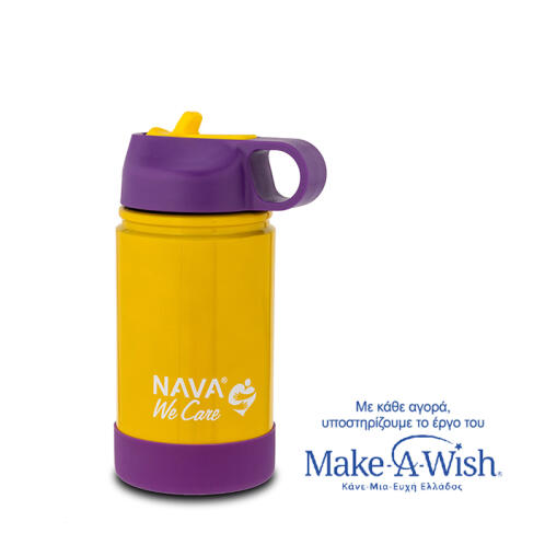 NAVA Θερμός μπουκάλι ανοξείδωτο "We Care" κίτρινο - μωβ 360ml
