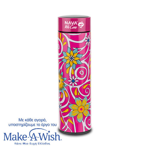 NAVA Θερμός ανοξείδωτο "We Care" με φίλτρο και ψηφιακή ένδειξη θερμοκρασίας στο καπάκι, magenta 500ml