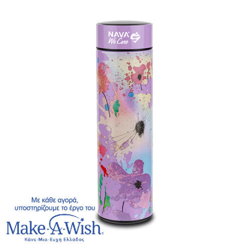 NAVA Θερμός ανοξείδωτο "We Care" με φίλτρο και ψηφιακή ένδειξη θερμοκρασίας στο καπάκι, λιλά 500ml