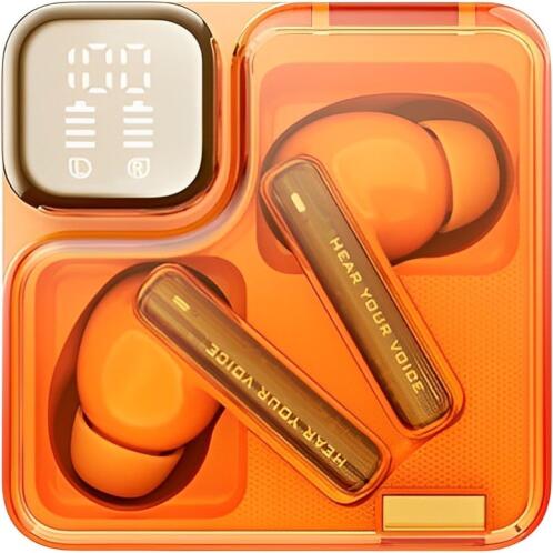 QCY MeloBuds Neo Bluetooth Handsfree Ακουστικά με Θήκη Φόρτισης Πορτοκαλί