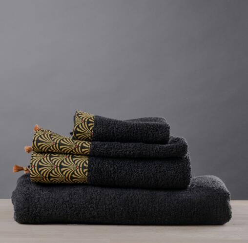 White Fabric Πετσέτα Jadee Μαύρη Προσώπου