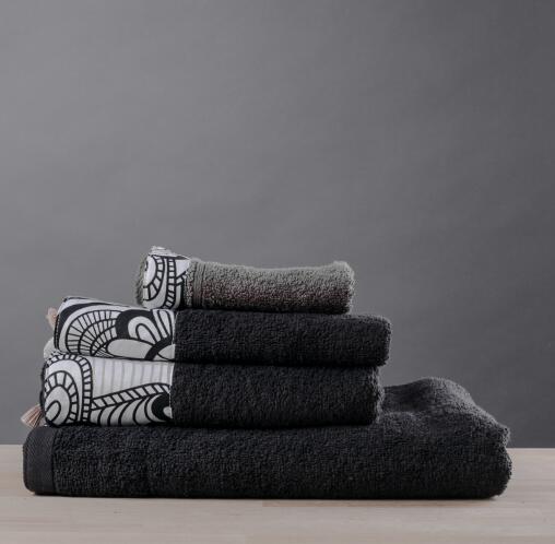 White Fabric Πετσέτα Damask Μαύρη Χειρός