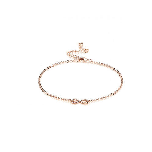 Philip Jones Βραχιόλι - Αλυσίδα Ποδιού Infinity Χρώματος Ροζ - Χρυσό με Κρύσταλλα Swarovski®
