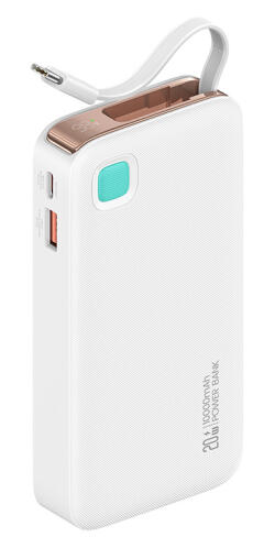 USAMS power bank CD224 με καλώδιο USB-C 2x θύρες εξόδου 10000mAh 20W λευκό