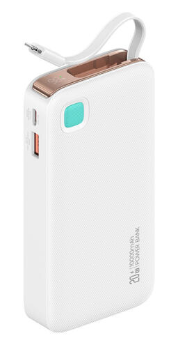 USAMS power bank CD225 με καλώδιο Lightning 2x θύρες εξόδου 10000mAh 20W λευκό