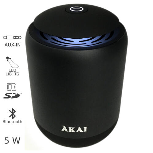 Akai ABTS-S4 Μεταλλικό ηχείο Bluetooth με LED, USB, κάρτα SD και Aux-In – 5 W