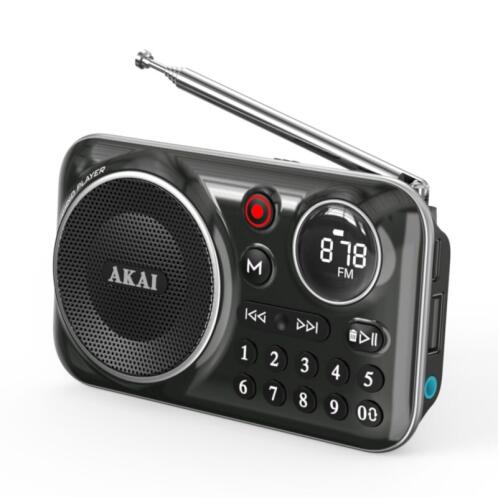Akai APR-500BK Μαύρο φορητό ραδιόφωνο με Bluetooth, USB, TF, REC, έξοδο ακουστικών και οθόνη-2.5W