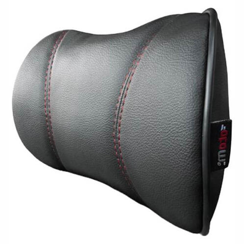 Otom Μαξιλαράκι Αυχένα Από Δερματίνη Μαύρο Με Κόκκινη Ραφή