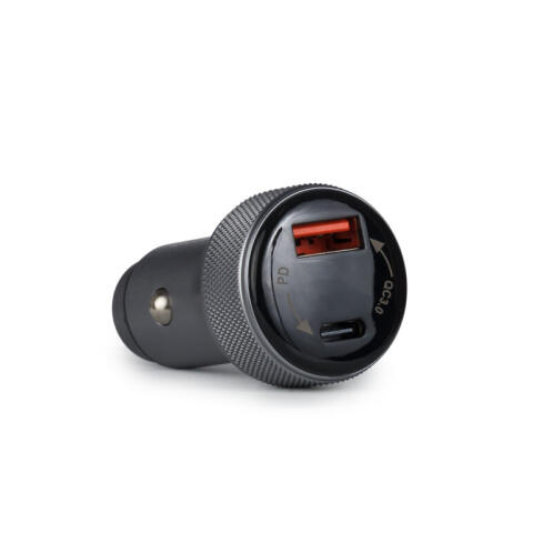Osio OTU-6038 Ανθρακί ταχυφορτιστής αυτοκινήτου με USB-A και Type-C-38W
