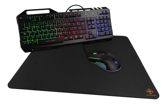Deltaco Gaming Kit 3σε1 Ενσύρματο Πληκτρολόγιο Μεμβράνης UK Ποντίκι και Mousepad 320x270x2mm Μαύρα GAM-113-UK