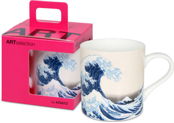 Konitz Κούπα 400ml Λευκή Fine Art - The great Wave Λευκή Πορσελάνη Σε Συσκευασία Δώρου