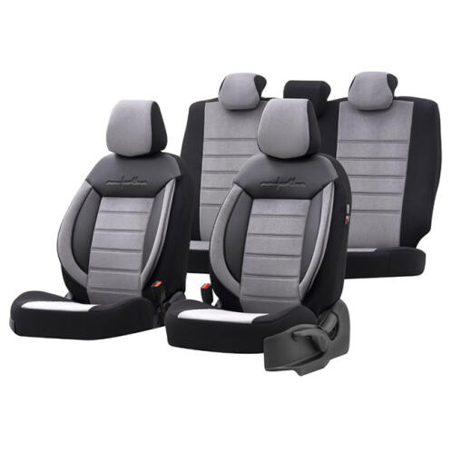 Otom Καλύμματα Comfortline Design Sued/Rachel/Δερματίνη Σετ Εμπρός/Πίσω Μαύρο-Γκρι 11 Τεμάχια