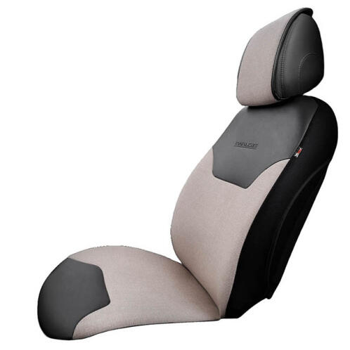 Otom Ημικάλυμμα "Exclusive" Από Λινό Ύφασμα Με Δερματίνη Μπέζ - Μαύρο