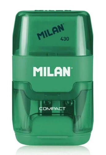 MILAN ξύστρα μολυβιών με κάδο & γόμα 1204703116 πράσινη