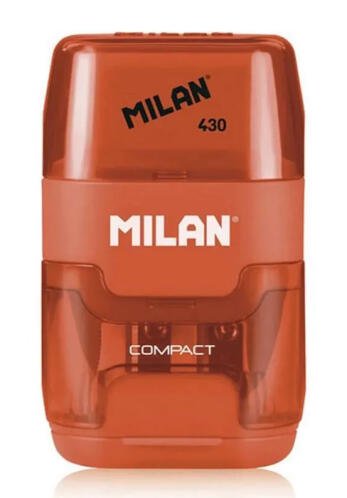 MILAN ξύστρα μολυβιών με κάδο & γόμα 1204703116 πορτοκαλί
