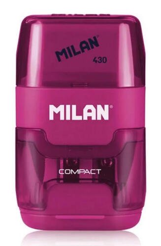MILAN ξύστρα μολυβιών με κάδο & γόμα 1204703116 ροζ