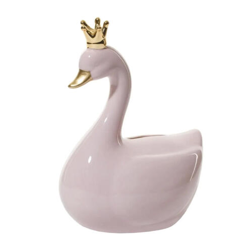 Atmosphera Παιδικός Κουμπαράς Κύκνος από Δολομίτη 12.8 x 9.5 x 17.3 cm Χρώματος Ροζ 127331-Pink