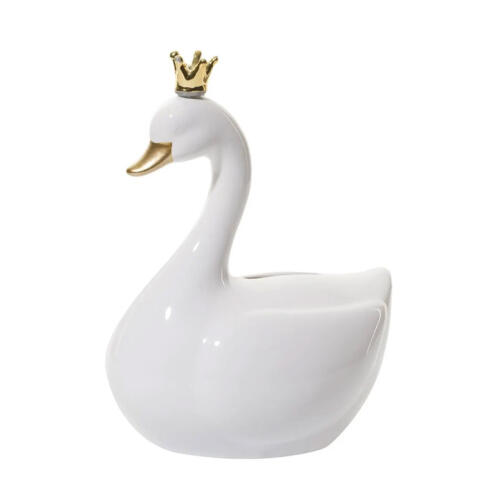 Atmosphera Παιδικός Κουμπαράς Κύκνος από Δολομίτη 12.8 x 9.5 x 17.3 cm Χρώματος Λευκό  127331-White