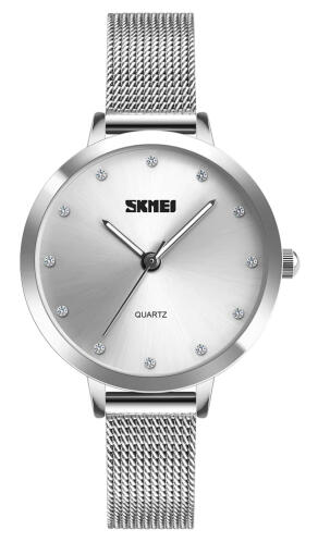 SKMEI γυναικείο ρολόι 1291SI με μεταλλικό μπρασελέ 34mm 3 ATM ασημί